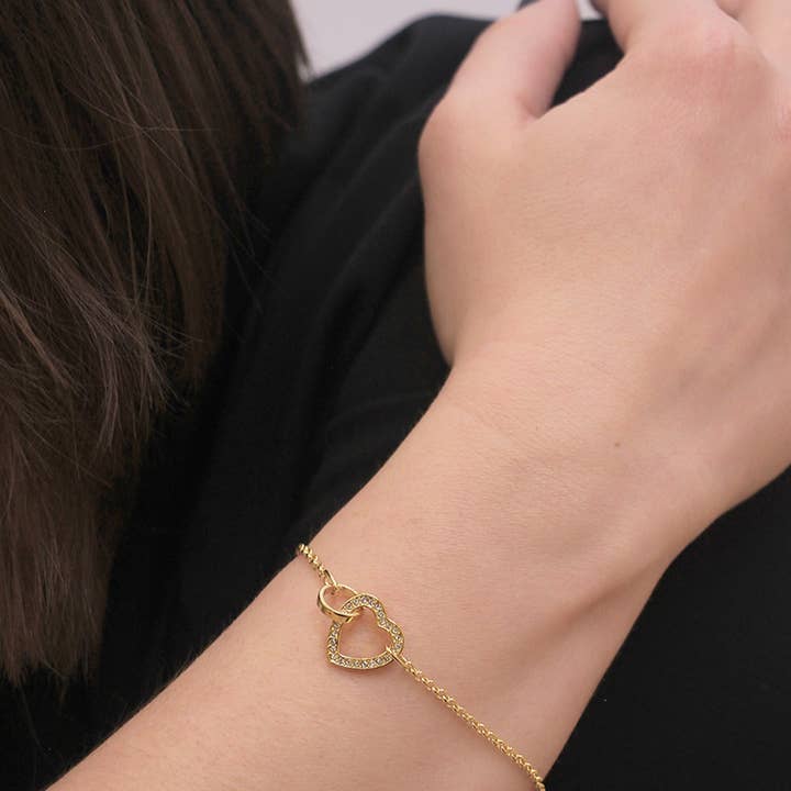CARALI / MYC Paris - Vente Bracelets à breloques/pendentifs - Bracelet Locked Heart - Doré et Cristal