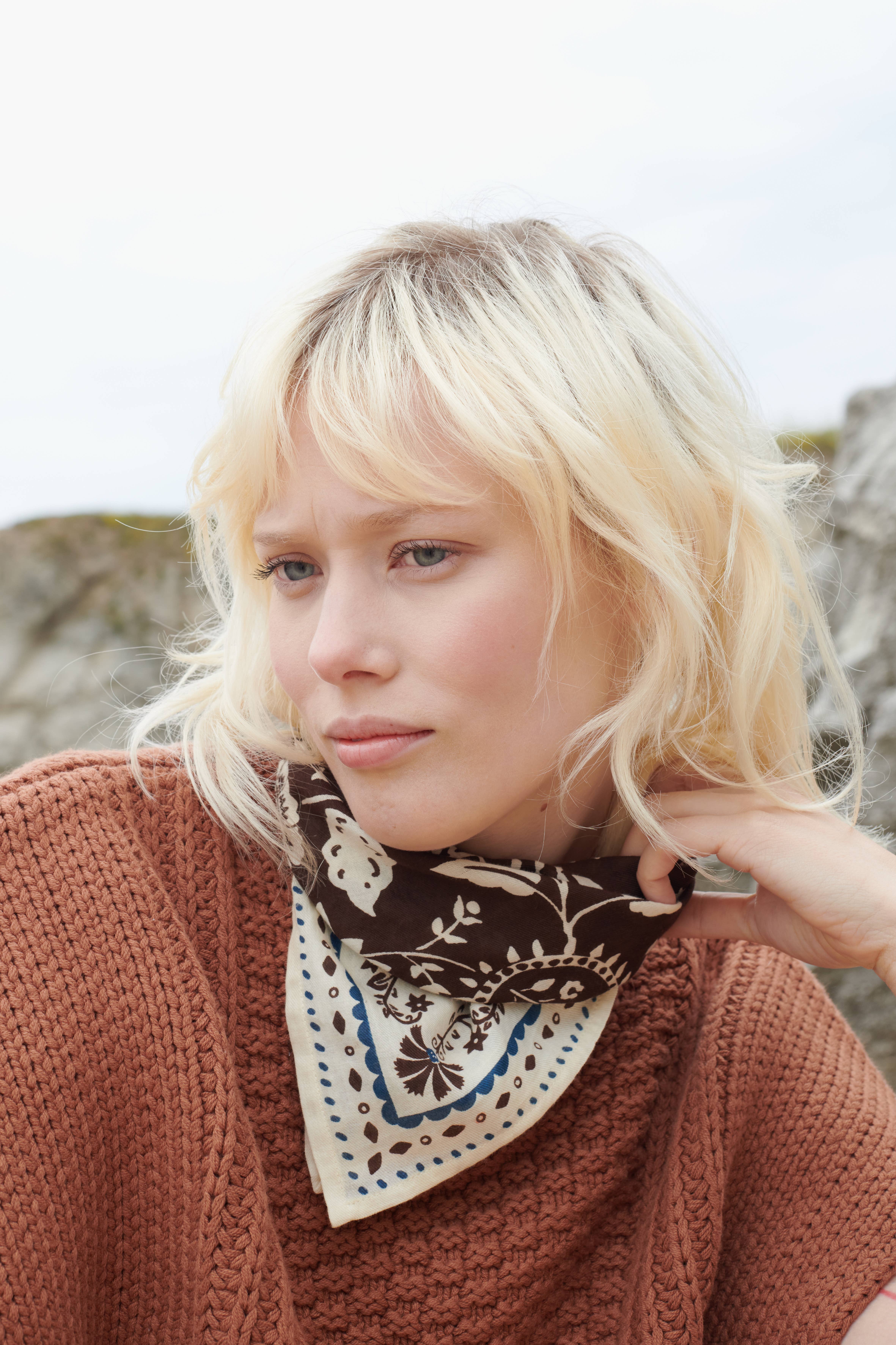 Maradji - Wholesale Scarf - Women's - CHOCOLATE COTTON TWILL SCARF SMALL INDIENNES4