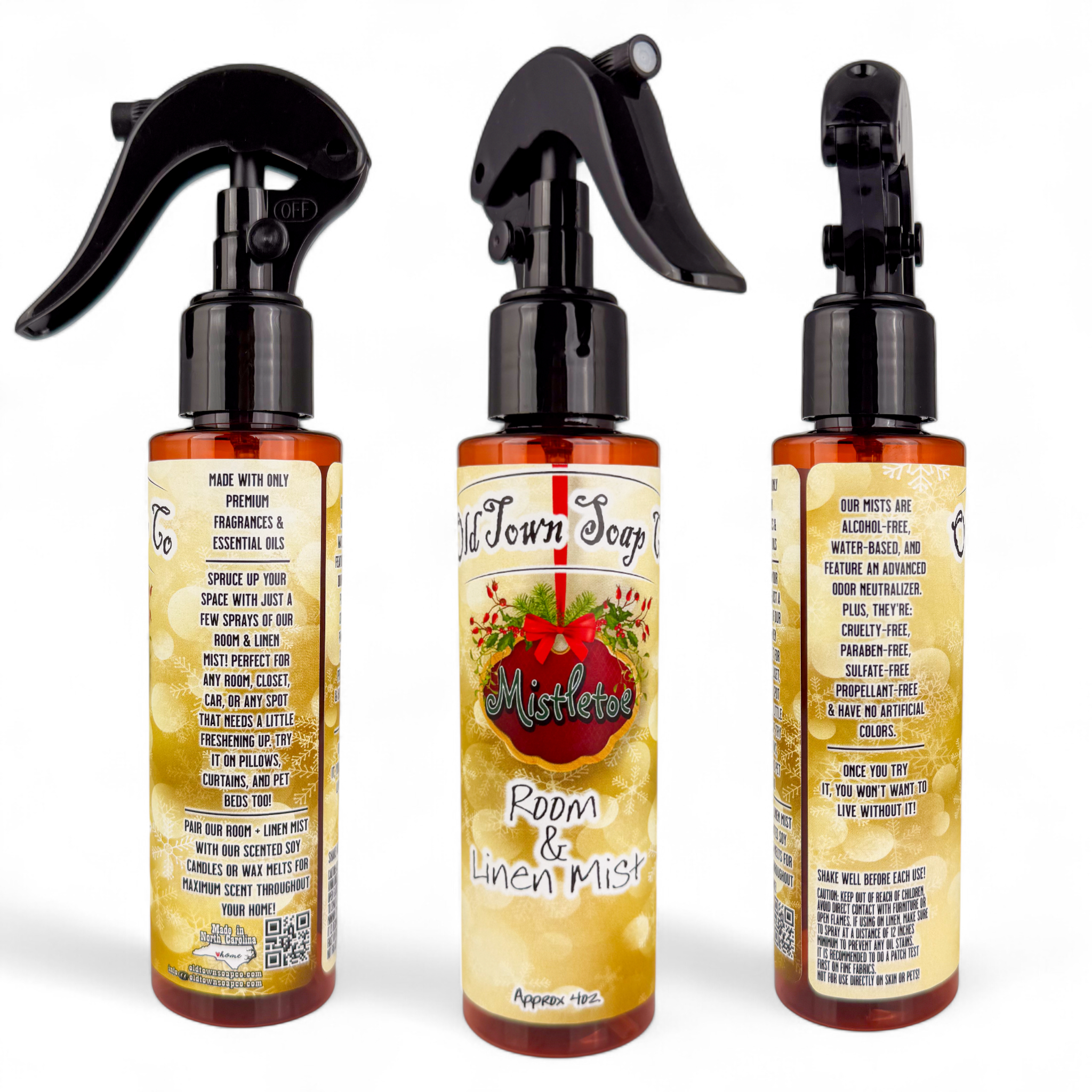 Old Town Soap Co. - Wholesale Room & Linen Spray - Christmas Room+Linen Mist - New Mister Bottle!3
