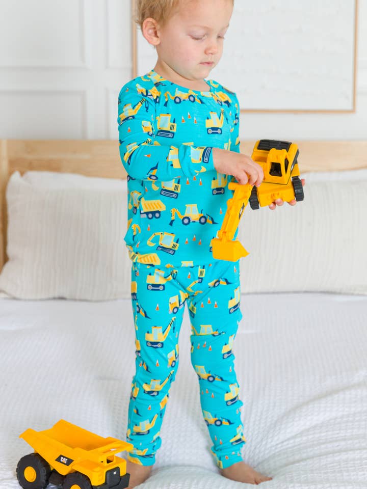 Azul Conjunto de Pijama de Manga Comprida SoftSnooze™ Kids em Viscose de Bambu Sob Construção para venda a revendedores na Faire3