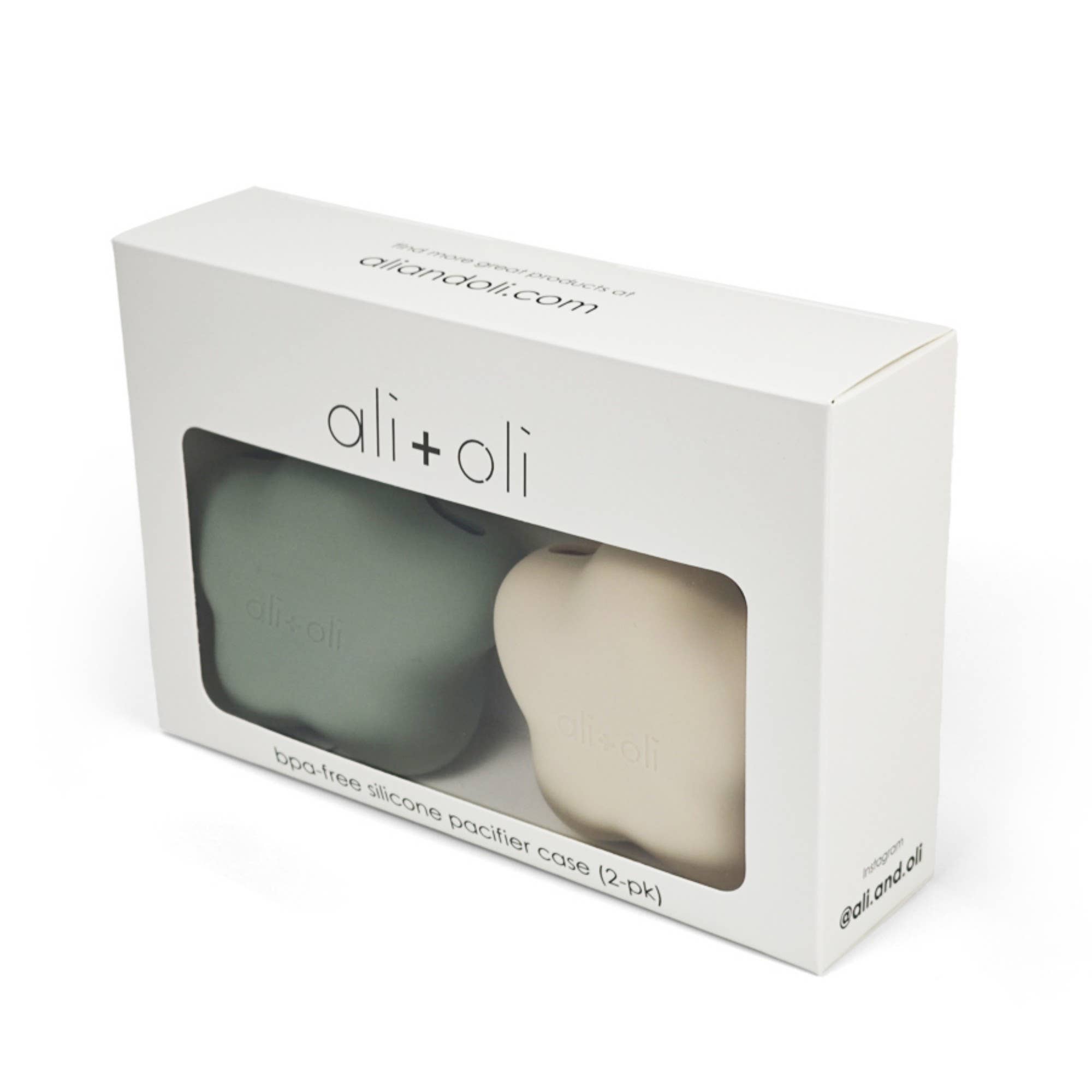 Ali+Oli - Wholesale Pacifier - Baby - Ali+Oli Silicone Pacifier Case 2-pack Star (Sage-Sand)1