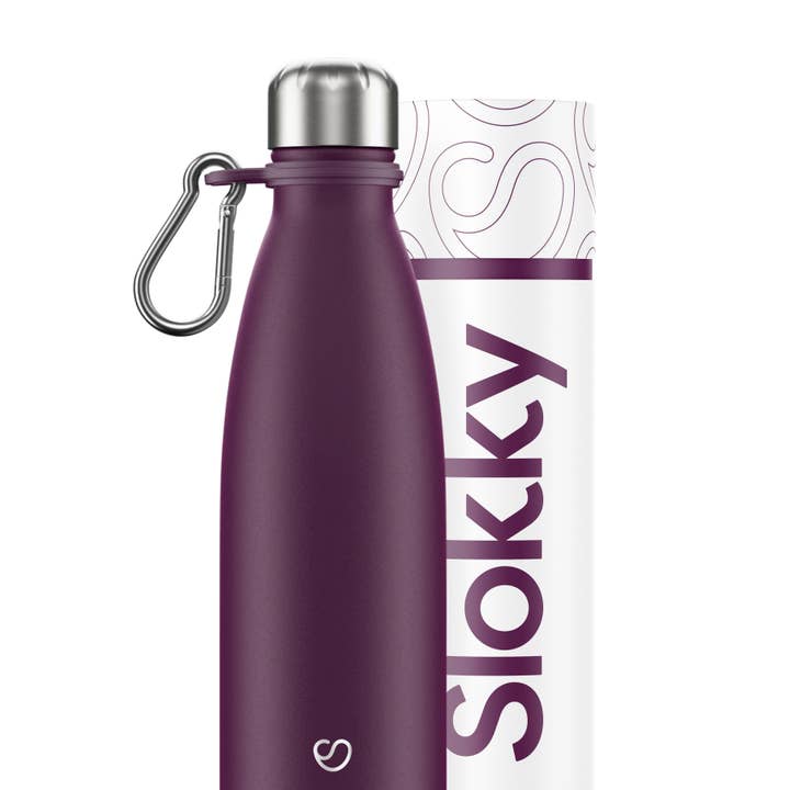 Matt lila termos flaska & karbinhake - 500ml för wholesale av Slokky