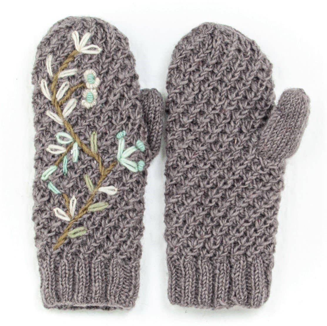 Lost Horizons Knitwear – Ships from USA - Wholesale Mittens - Women's - Naomi Embroidered Wool Hand Knit Mittens2