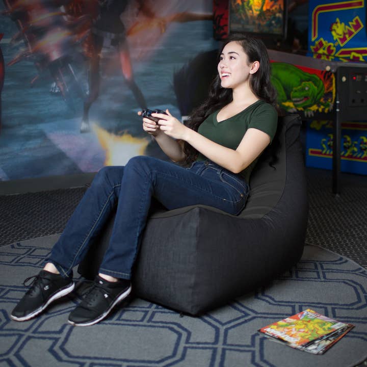 LuvU - Wholesale Chair - Jaxx Pixel Gamer Bean Bag Chair, Premium Vinyl / Dark Denim7