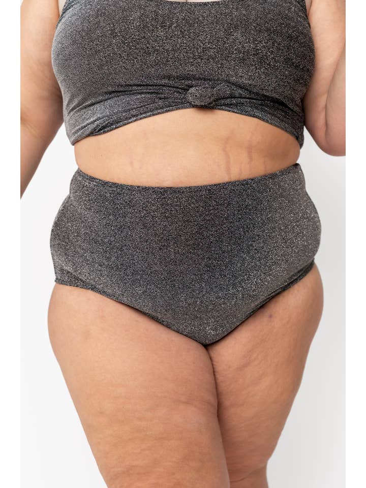 Coral Reef Swim - Wholesale Swim Bottoms - Women's - Black Shimmer High Waisted Swim Bottom13