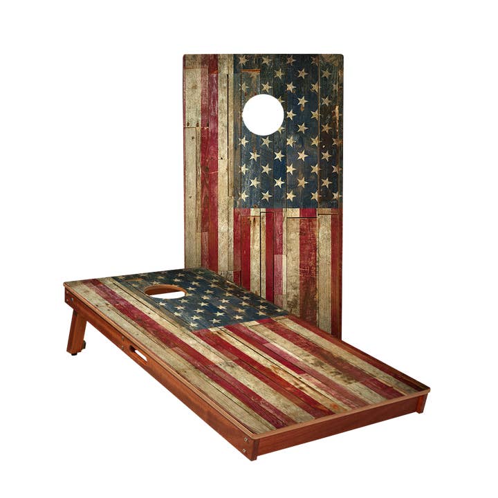 Rustic United States Flag Sig Pro Cornhole Boards for wholesale by American Cornhole Association