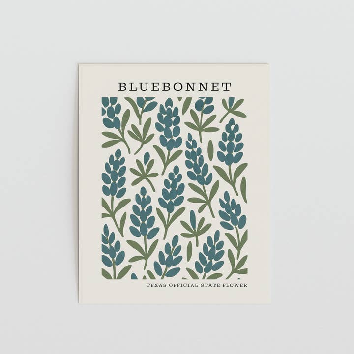 The FlatFile Society - Wholesale Art Print - Texas State Flower Art Print – Bluebonnet1