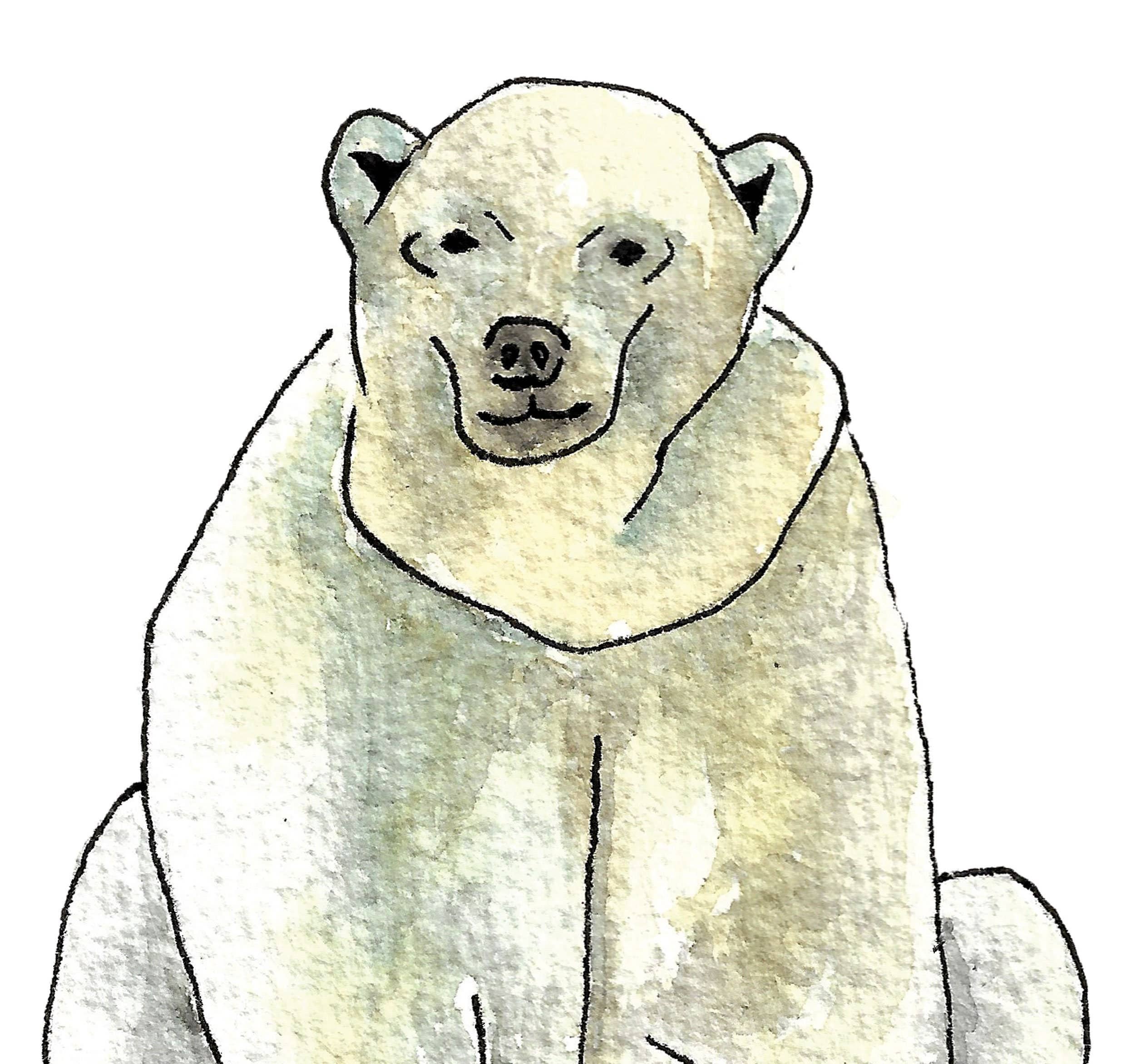 feather.ink – Engroshandel Kunsttryk – Isbjørn håndlavet akvarel maleri print2