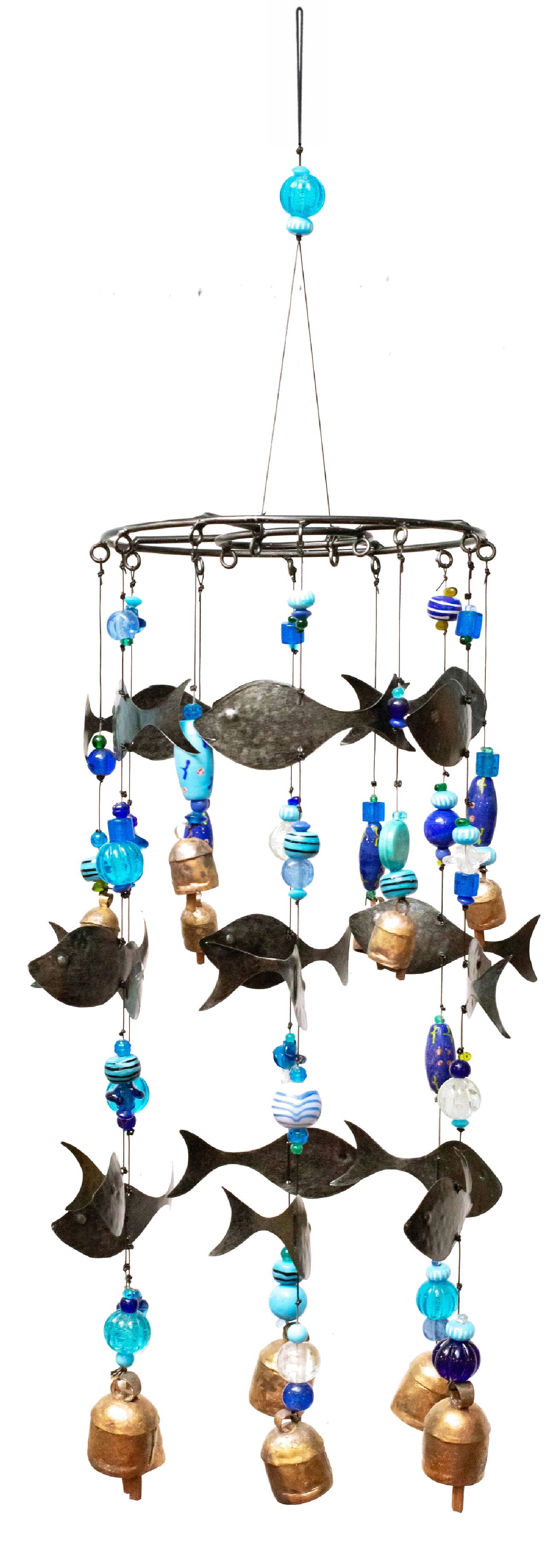 Moksha Imports - Vente Mobiles - Nager avec les poissons (fer - Bali, Indonésie) - perles/cloches1