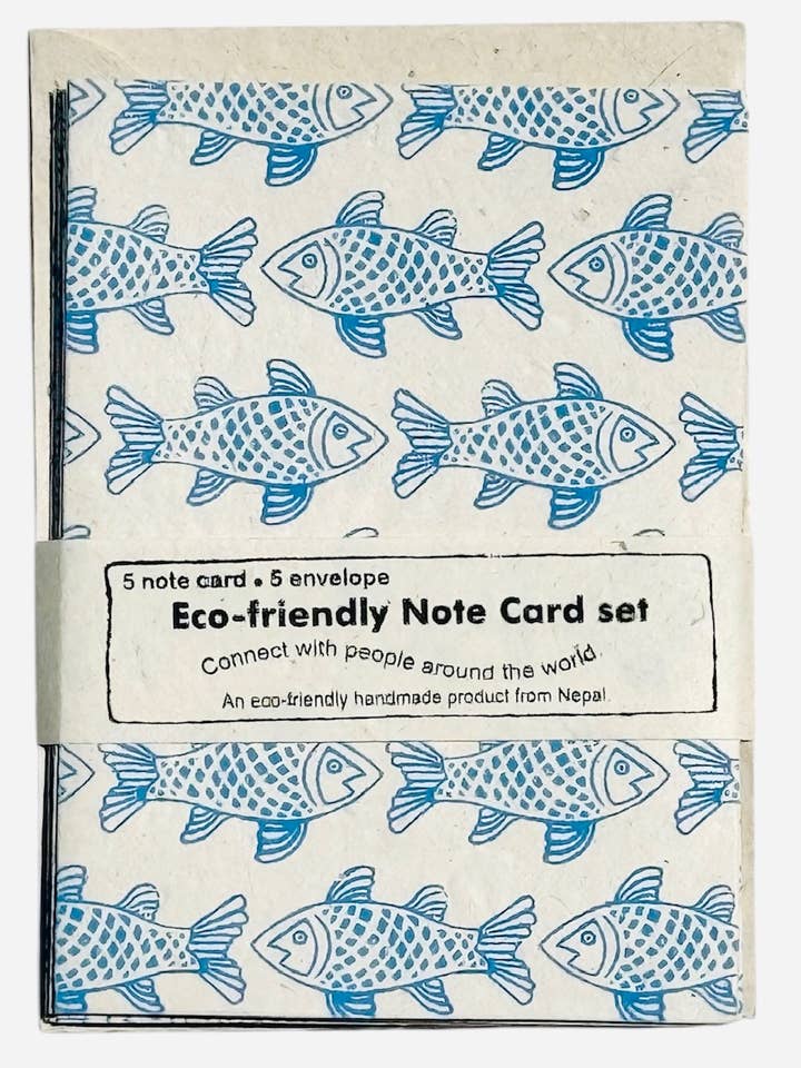 GSS1820 Stat A2 Set di note Fish, turchese/crema per la vendita all'ingrosso da parte di Giftsland