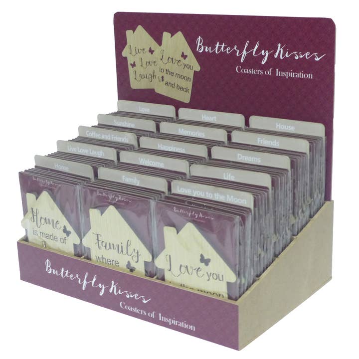 Butterfly Kisses Onderzetters Displayset. voor wholesale door Tobin Tate
