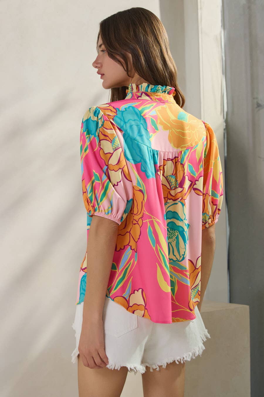 Oddi – wholesale Tröja med knappar – Dam – Blommig Tryckt Blus9