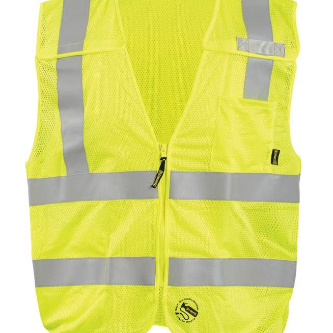 Gilet auto-extinguible en maille détachable avec fermeture éclair, classe 2 ^) pour la vente par Hyperkewl / Miracool Occunomix