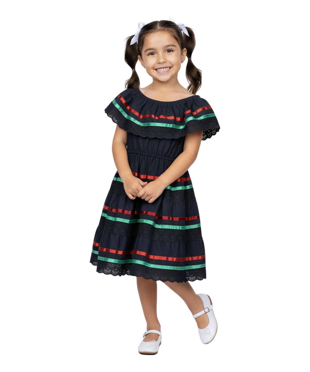 Black Girls Traditional Mexican Cinco De Mayo Fiesta Dress 2-14 for wholesale on Faire5