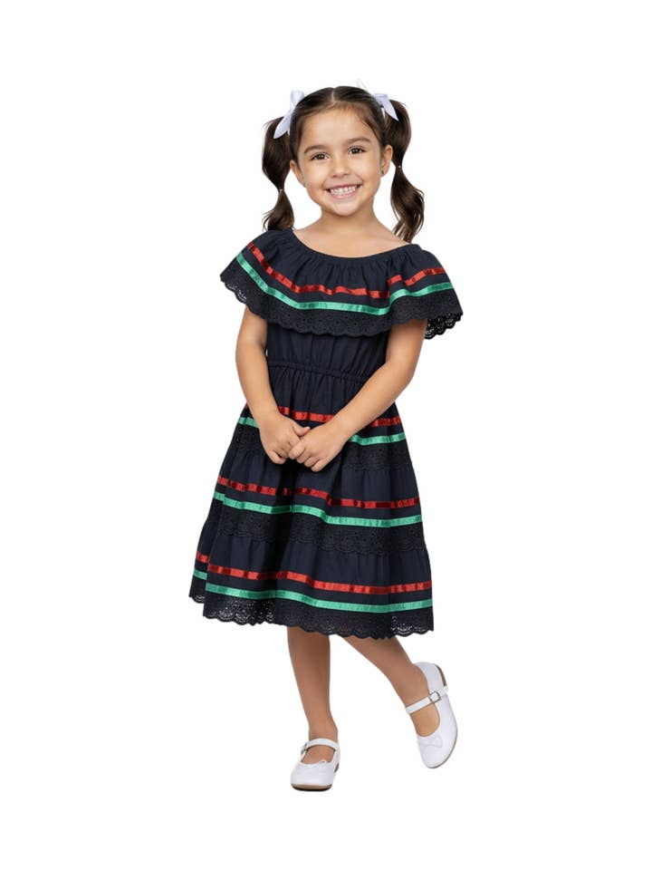 Black Girls Traditional Mexican Cinco De Mayo Fiesta Dress 2-14 for wholesale on Faire5