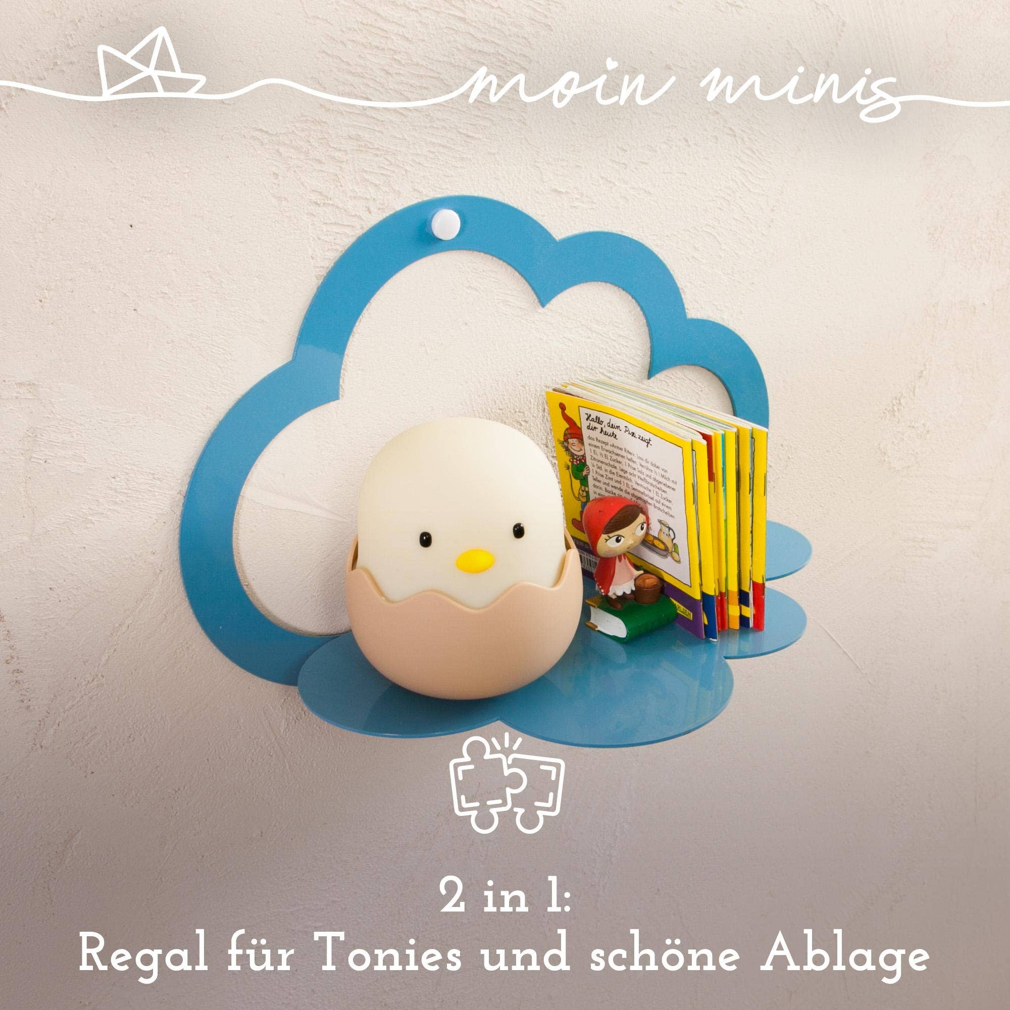 Mixcover GmbH – Großhandel Wandregale – moin minis Wolke Blau magnetisches Regal kompatibel mit 20 Tonie Figuren und Tonie Box Wolkenregal für Kinder Hörfiguren Magnetregal4