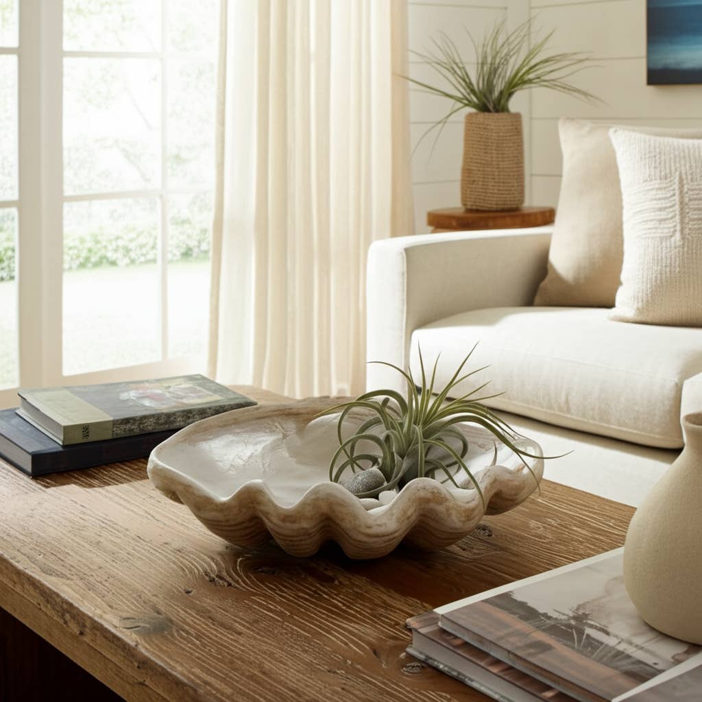 Sagebrook Home - Wholesale Decorative Plate/Dish/Bowl - Decorative Bowl - Ivory Resin Coastal Wavy Rim, 16 in.12