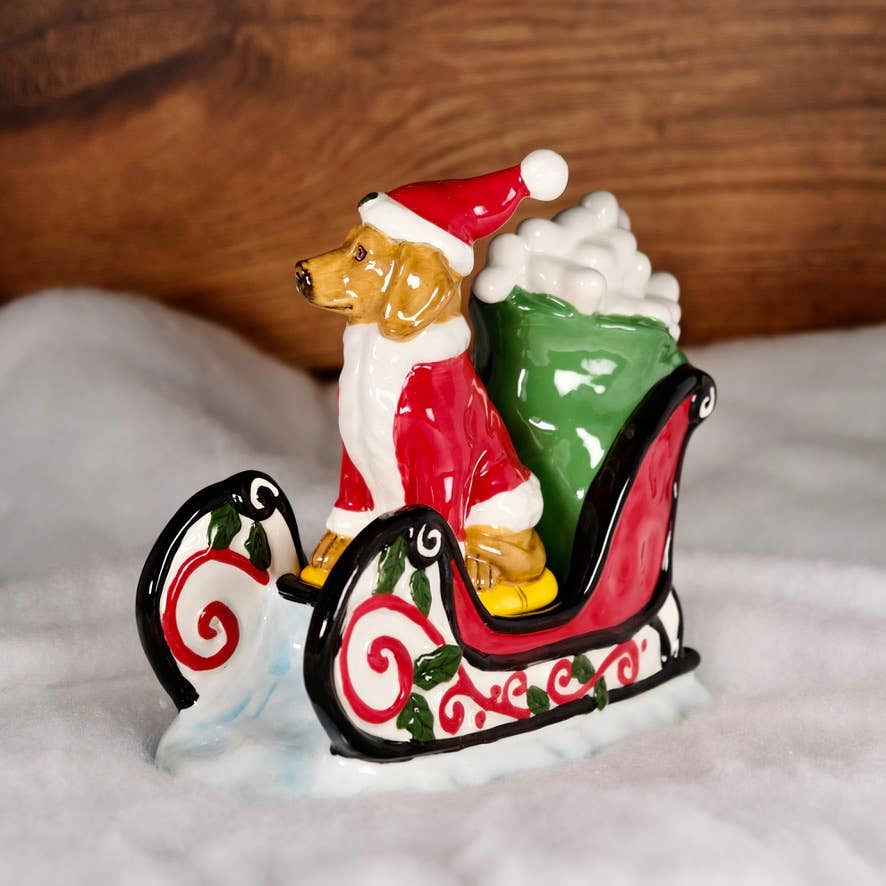 Blue Sky Clayworks - Vendita all'ingrosso Decorazione natalizia - Figurina di Natale con slitta e cani2
