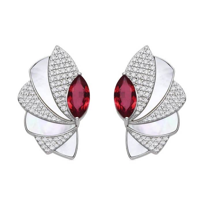 Luxenter Ohrringe aus 925er Sterlingsilber und kirschrotem Hydrothermalquarz mit Rhodium-Finish - Dyane für den Großhandel von Luxenter