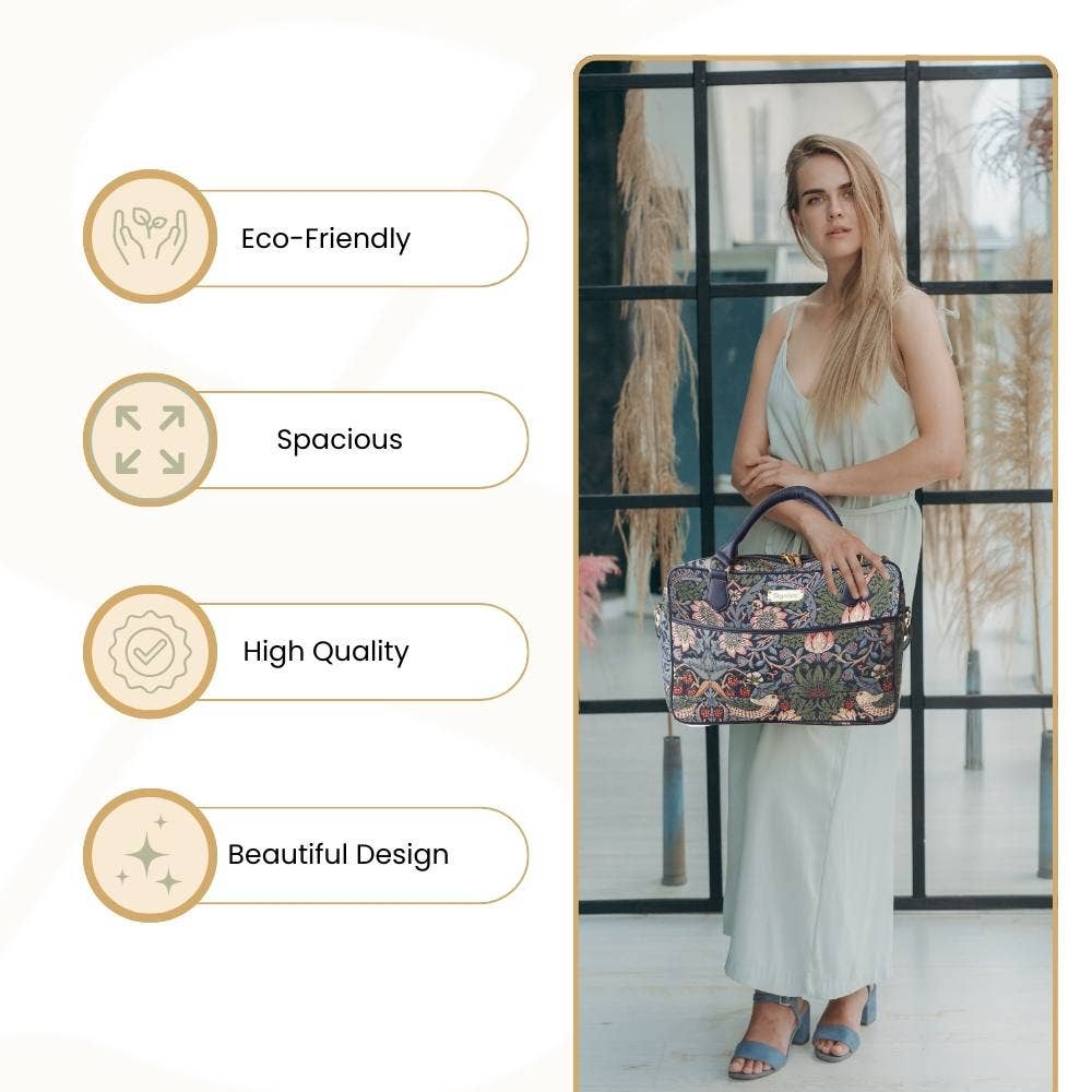 SignareArt - Wholesale Laptop Bag - Women's - CPU-STBL | William Morris Strawberry Thief Blue Computer Laptop Bag Case 15.6"4
