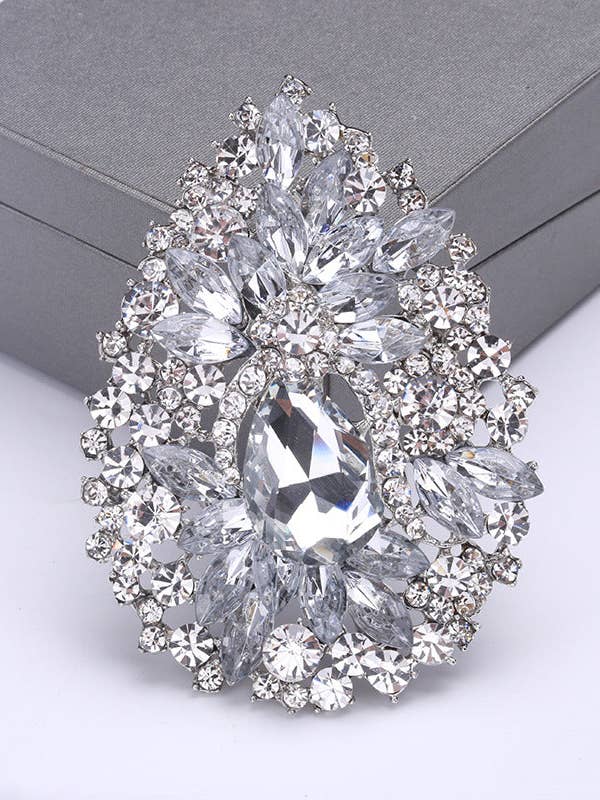 Teardrop Rhinestone Brooch PA4939 for wholesale by Ole