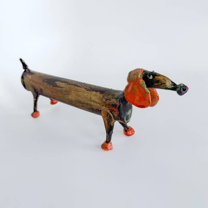 Belart Fair Trade - Wholesale Sculpture - Up-Cycled Sculpture Sir Longtail - Dachshund Dog