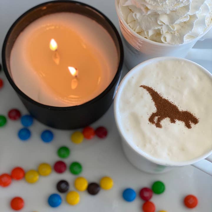 moon + magnolia – wholesale Stencil/craft die – Jurassic Perk - T-Rex Hot Chocolate/Coffee Stencil