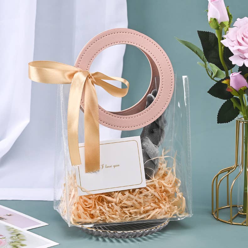 ByHome - Wholesale Gift Bag - 3 Color Transparent Thick PVC gift Bag w/ Ring Circle Handle1
