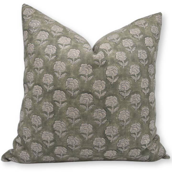 Indian Block Design Print Thick Linen Pillow Cover- Rohini for wholesale by Fabdivine