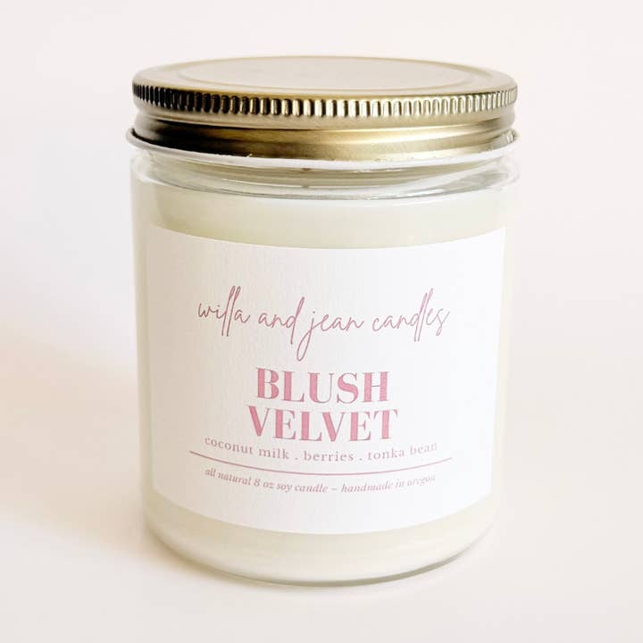 Blush Velvet 8 oz for wholesale by Willa and Jean Candles