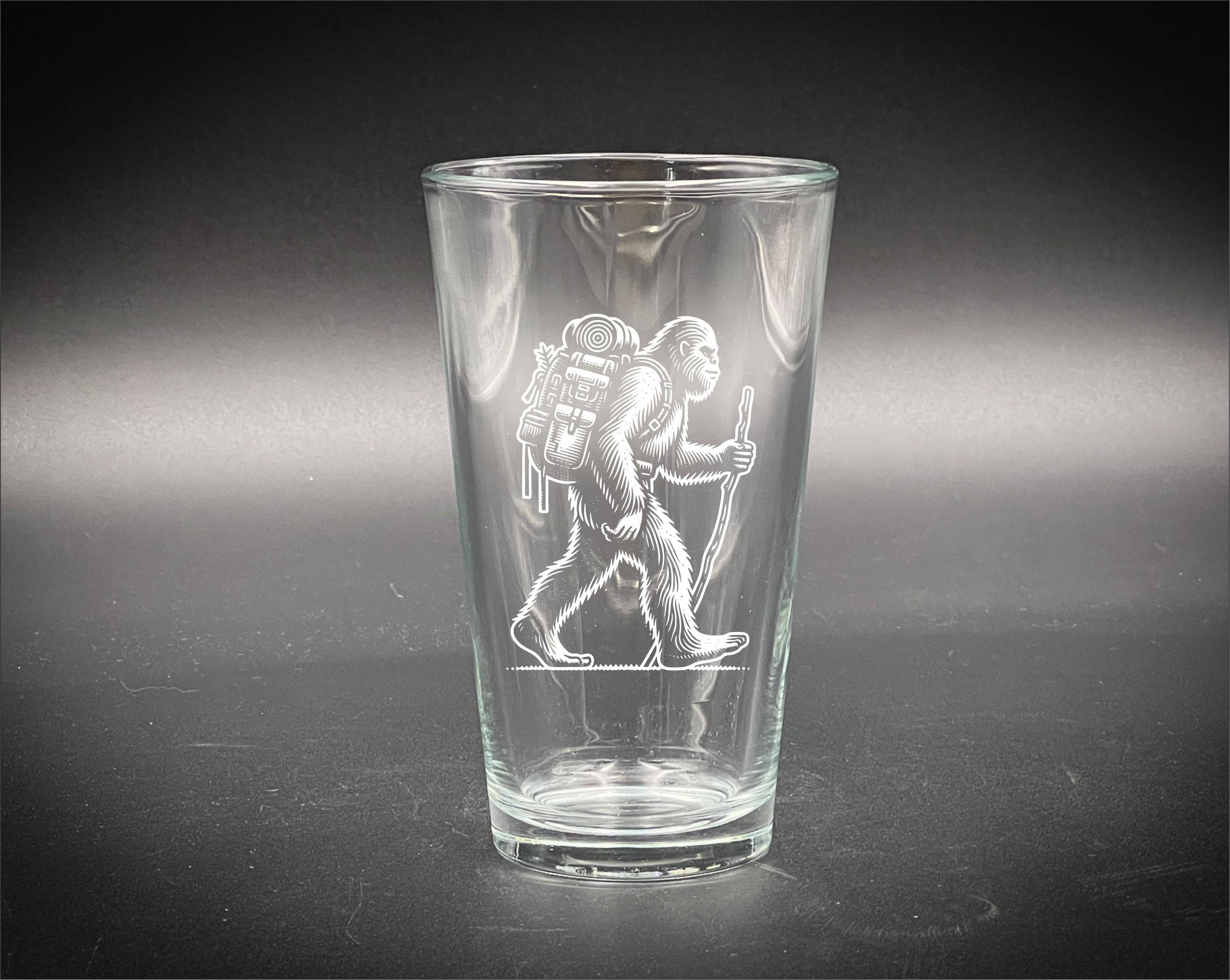 Adirondack Etching LLC - Wholesale Drinking Glass/Cup - Bigfoot Hiking - Pint glass2