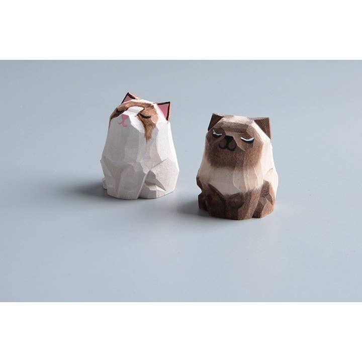 Gohobi (We cover U.S. import duties) - Vendita all'ingrosso Statuette decorative - Gohobi, ornamenti a forma di gatto in legno marrone bianco, realizzati a mano, unici4