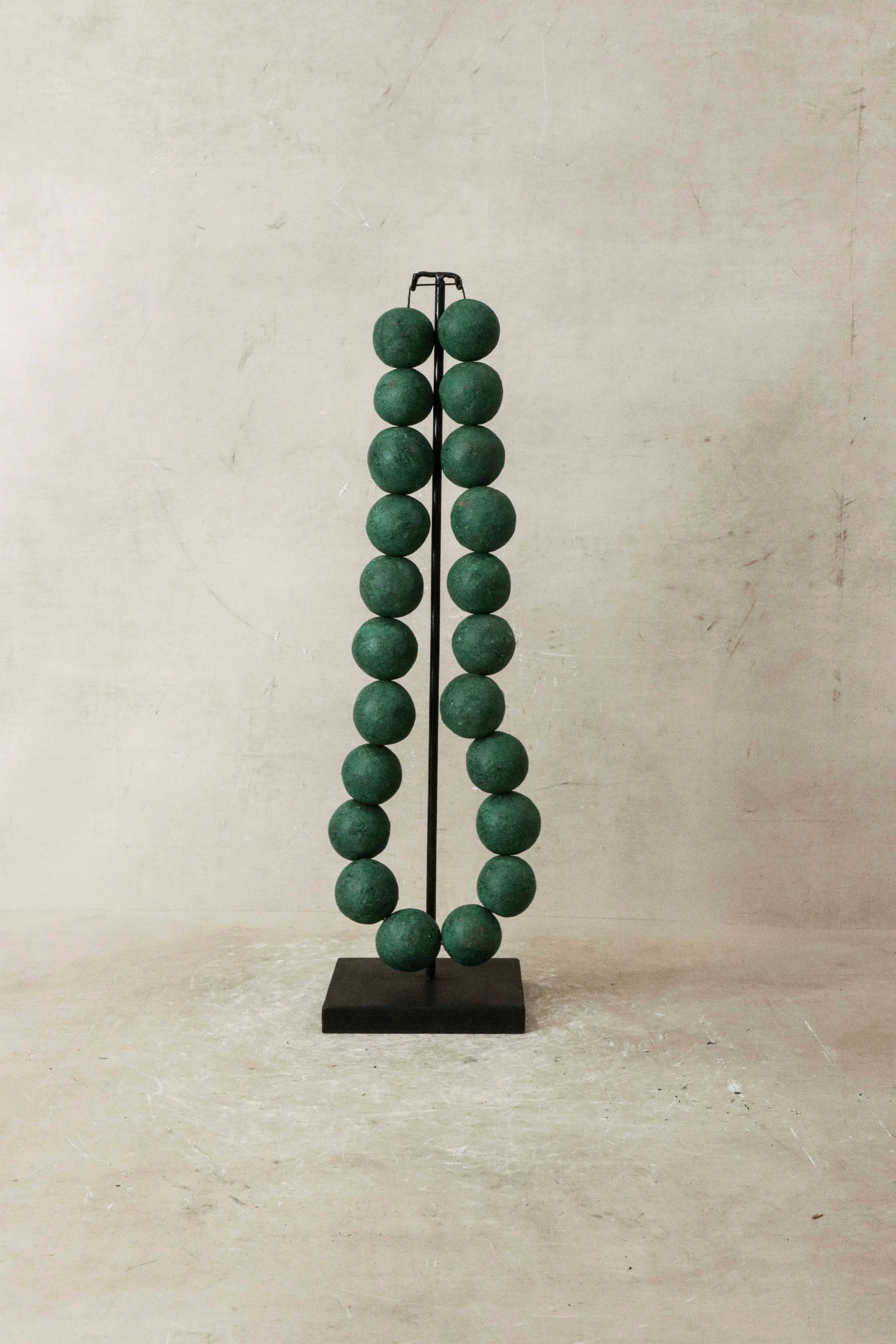 Botanical Boys - Wholesale Decorative Tabletop Object - Cameroon Clay Beads- Green 36.1