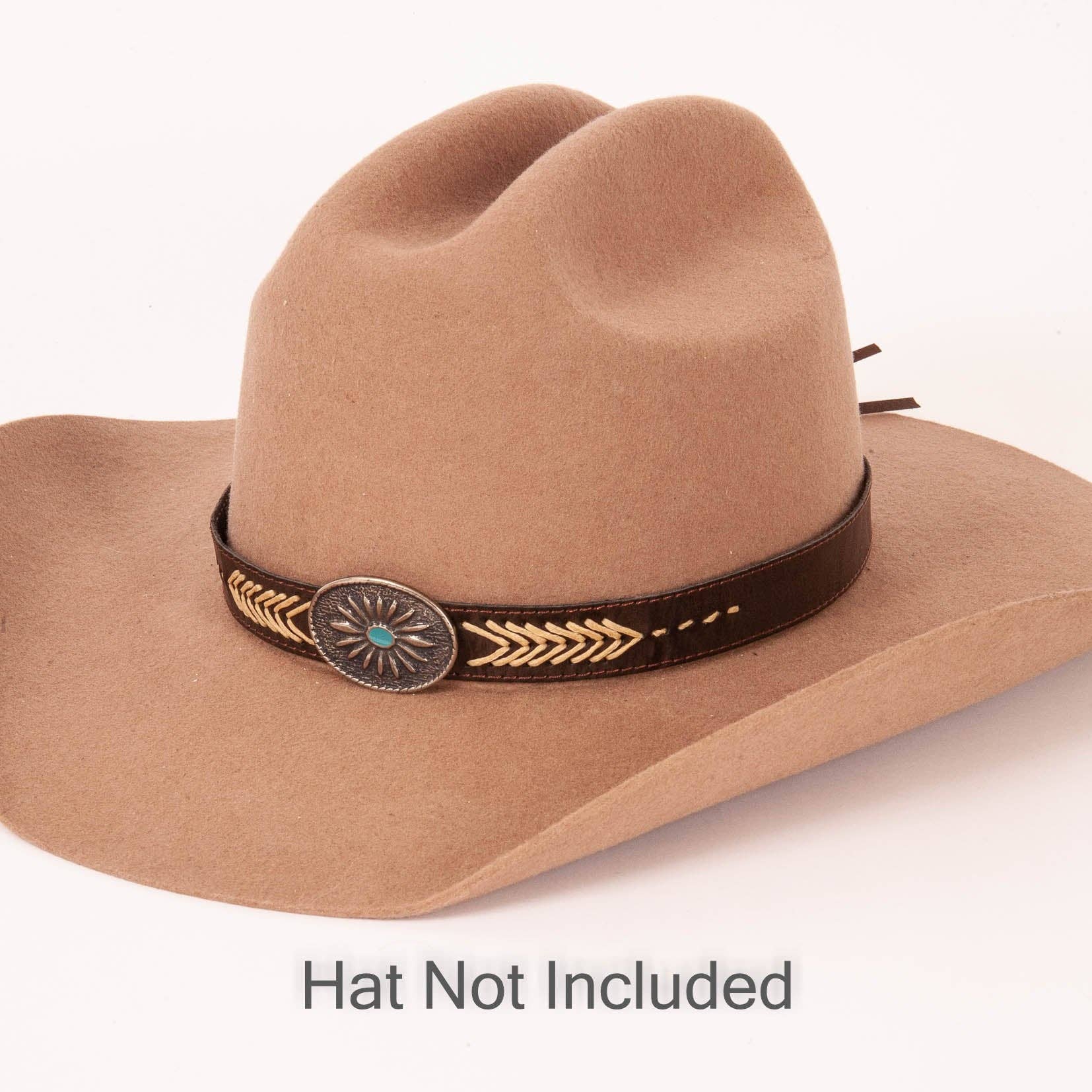 American Hat Makers - Wholesale Bandana - Unisex - Western Concho Hat Band - Style Ottawa Brown4