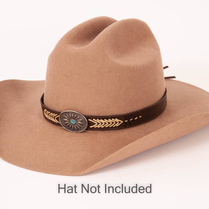 American Hat Makers - Wholesale Bandana - Unisex - Western Concho Hat Band - Style Ottawa Brown4