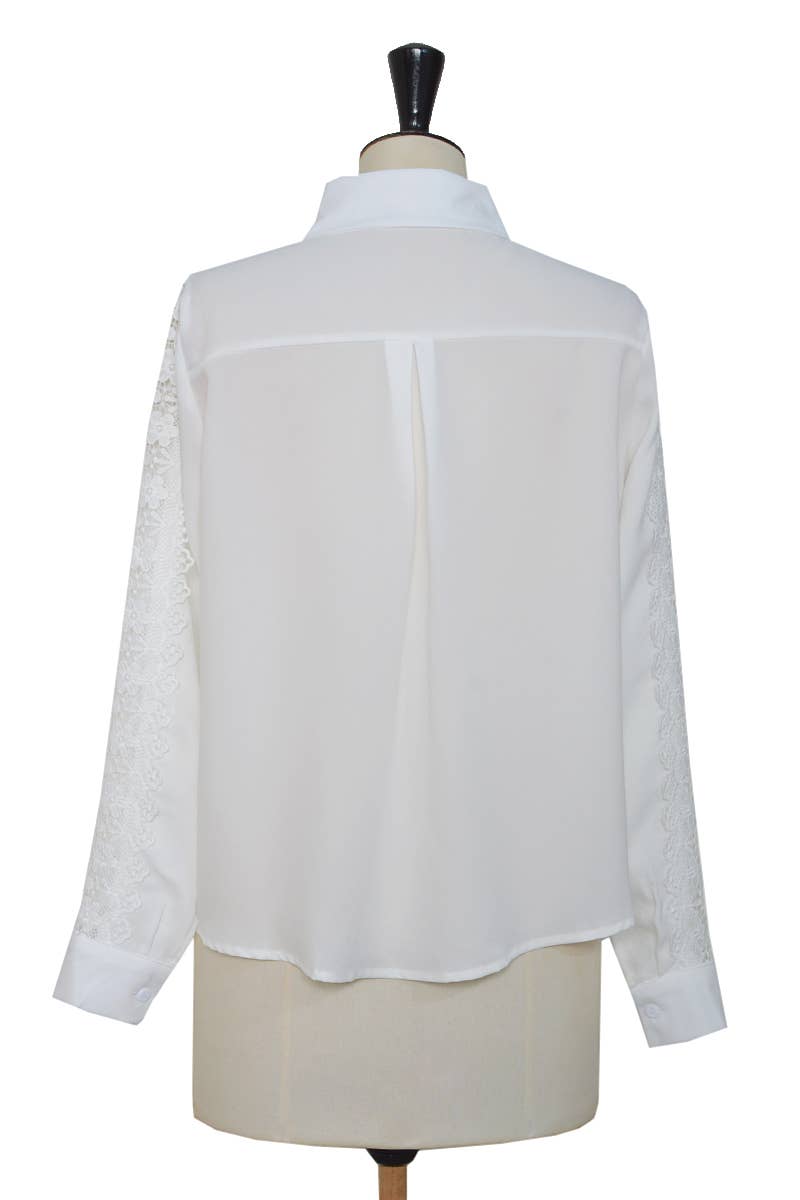 ELLI WHITE - Wholesale Button Down Shirt - Women's - Shirt with lace insert4
