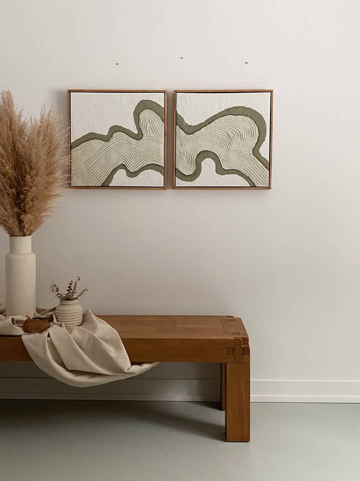 Set of 2 abstract plaster wall art pour la vente par Atelier La Rouleuse