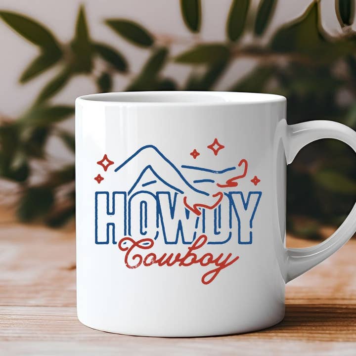 Howdy Cowboy Boho Western 11 oz Coffee Mug for wholesale by Sister Ray