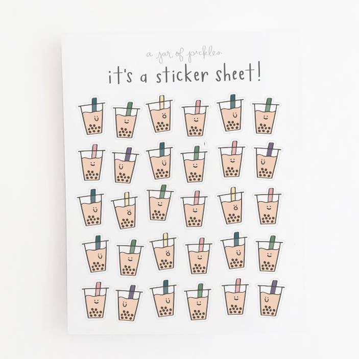 Mini Boba Clear Sticker Sheet for wholesale by A Jar Of Pickles
