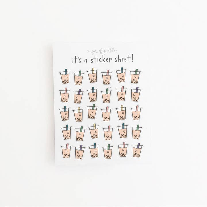 Mini Boba Clear Sticker Sheet for wholesale by A Jar Of Pickles