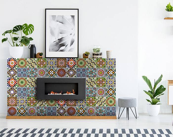 HomeRoots - Wholesale Wall Tile - 4" X 4" Mediterranean Mash Mosaic Peel and Stick Tiles2