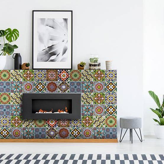 HomeRoots - Wholesale Wall Tile - 4" X 4" Mediterranean Mash Mosaic Peel and Stick Tiles2