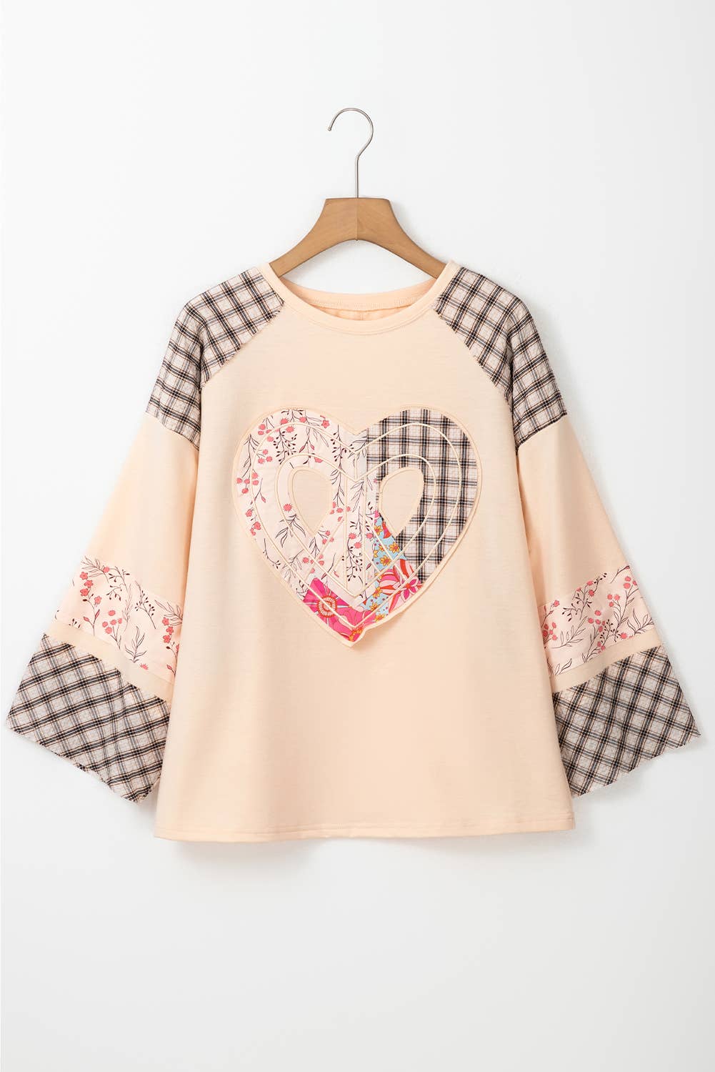 66DISCO - Wholesale Knit Top - Women's - Floral Heart Plaid Graphic Wide Valentine's Day Top (S-3XL)3