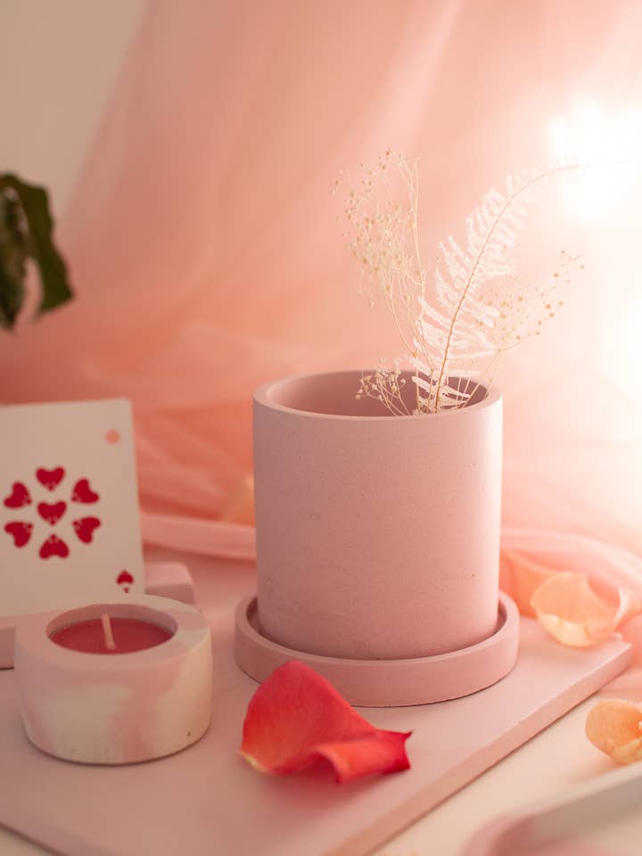 Concrete Planting Pot / Pencil Holder - Pink for wholesale by Gemwelove