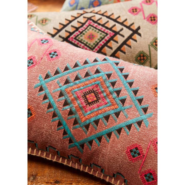 Namaste - Wholesale Throw Pillow Cover - Satara Embroidered Stone Wash Cushion Cover