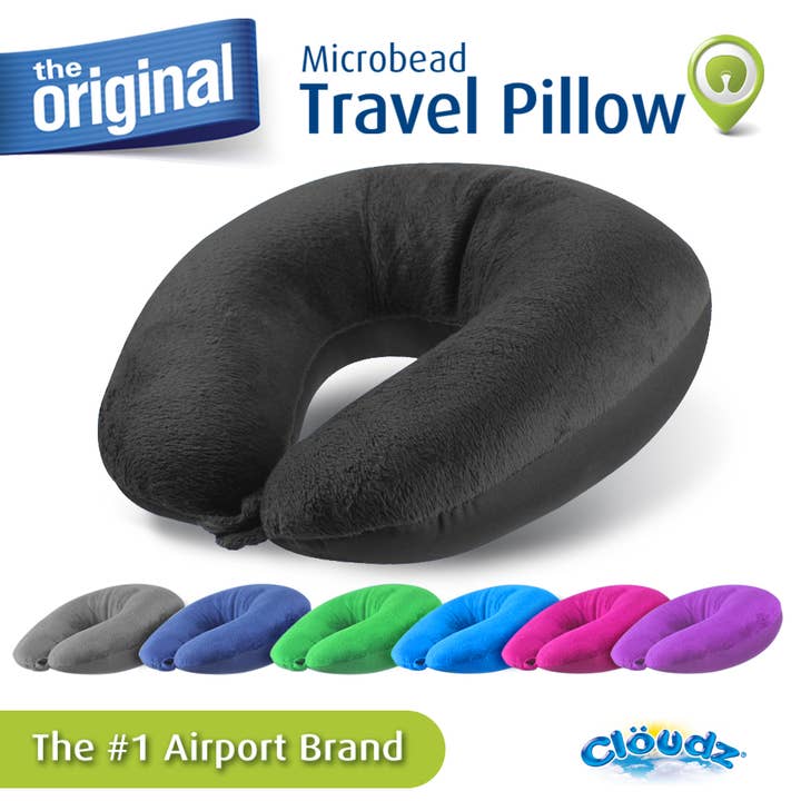 Cloudz - Wholesale Travel Pillow - Cloudz Microbead Travel Neck Pillow - Black