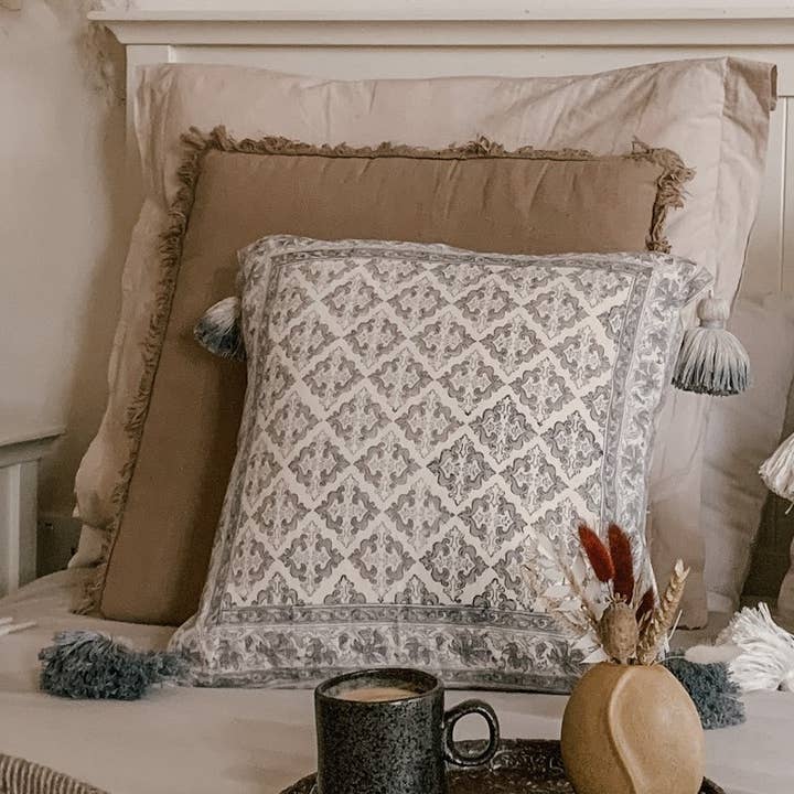 Mamta Organic Block Print Cushion Cover for wholesale by Loft & Daughter