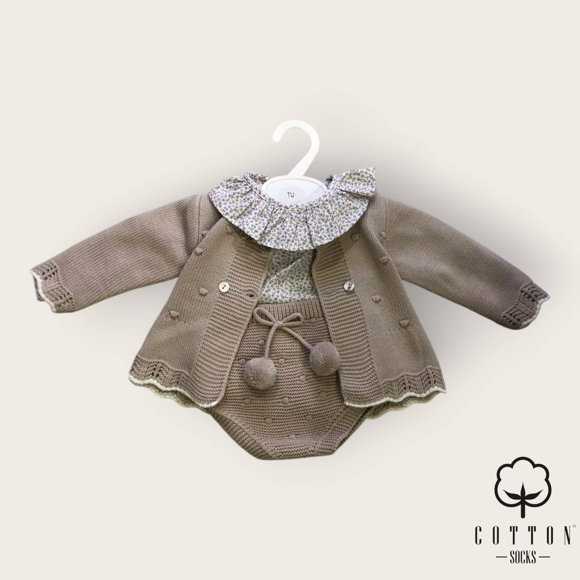 Cotton Socks - Wholesale Clothing Set - Baby - 472 Knit set with shirt + cover + coat3