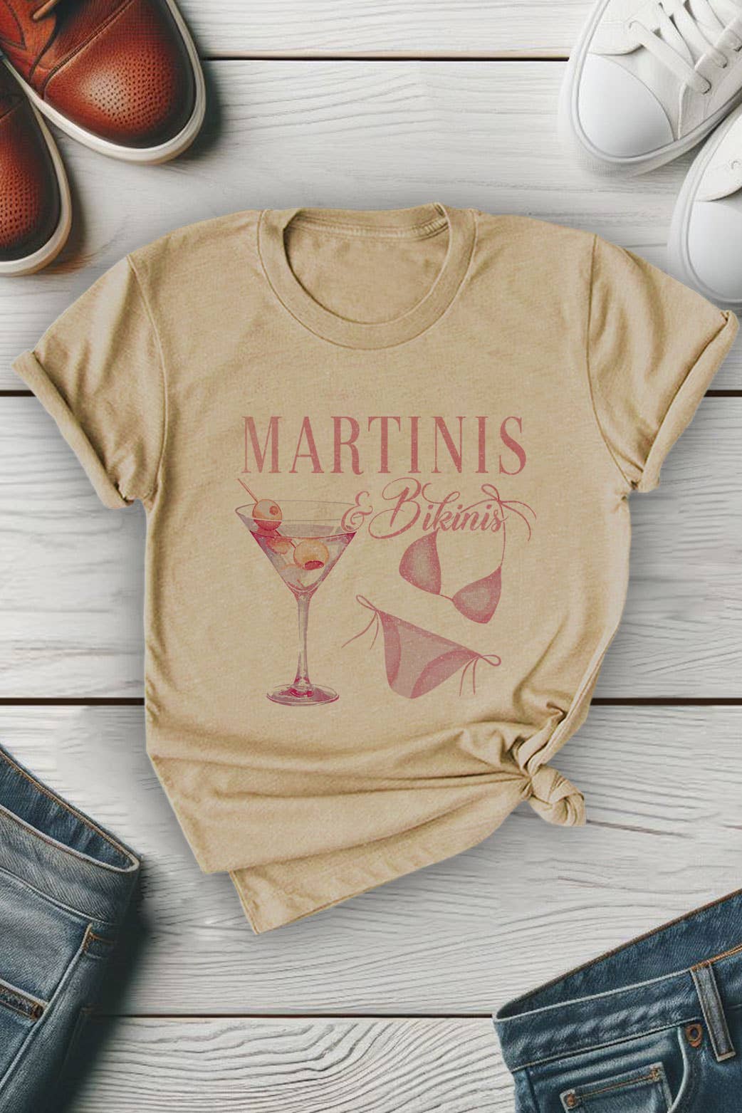 Top Avenue - Wholesale Screen Printed T-Shirt - Women's - Martinis & Bikinis, Unisex Round Neck T-Shirt6