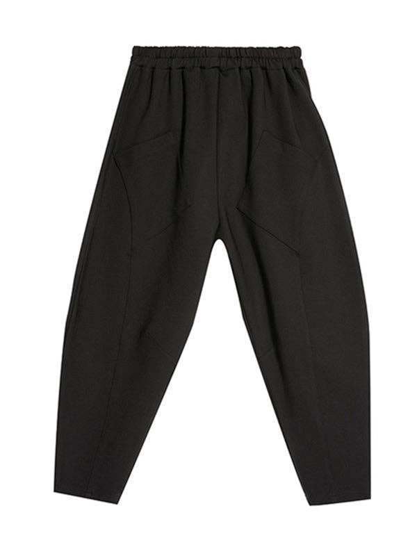NEGRO Elegantes pantalones harén de elasticidad sólida de venta al por mayor en Faire8
